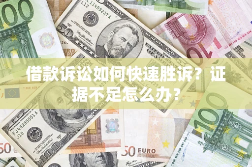 武汉借款诉讼如何快速胜诉？证据不足怎么办？